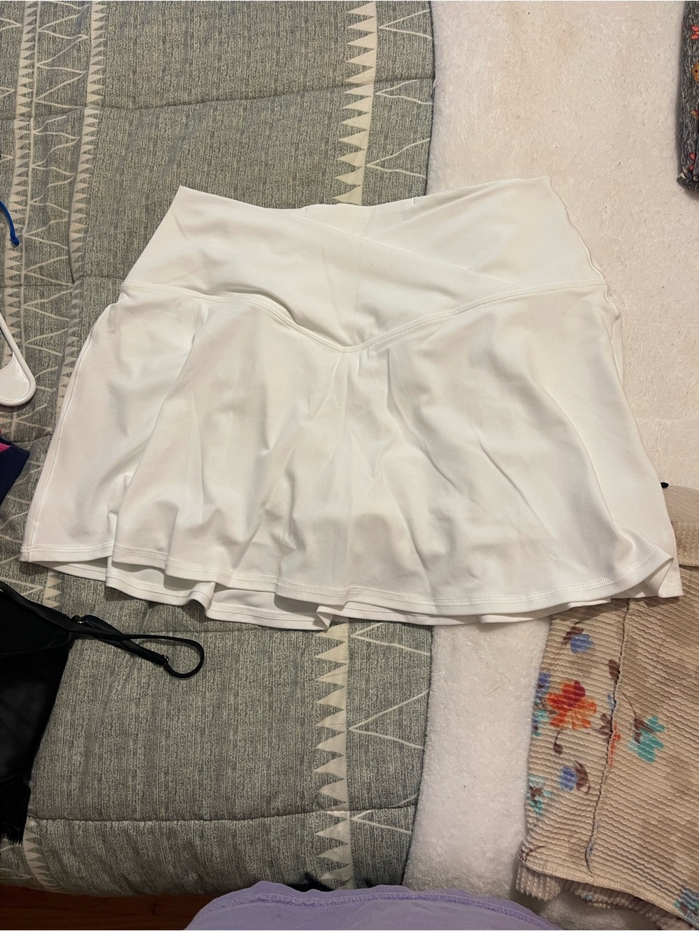 aerie White Athletic Skort with Flared Hem